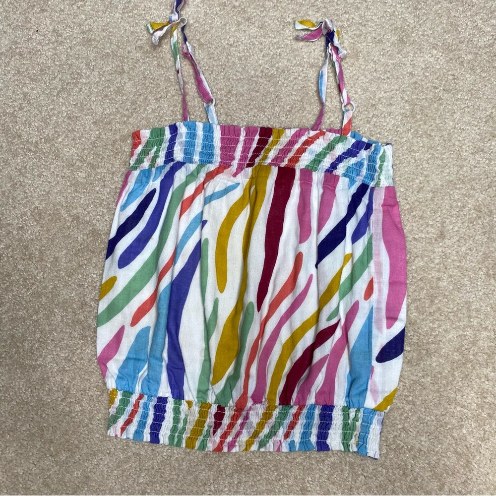 Boden white with colorful zebra print spaghetti strapped tube top size 6–7